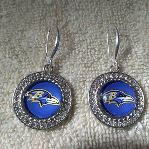 Baltimore Ravens NFL Fashion Rhinestone Earrings NEW